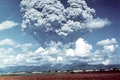 Volcanic ash and gas cloud rising above Mount Pinatubo